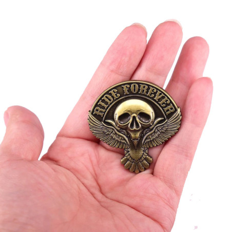 Avant Pins Tête de Mort Biker : Ride Forever Ailes Sombres