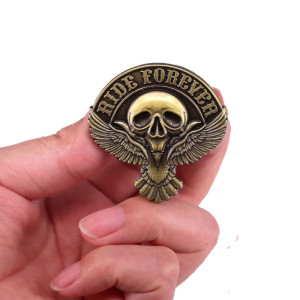 Pins Tête de Mort Biker : Ride Forever Ailes Sombres