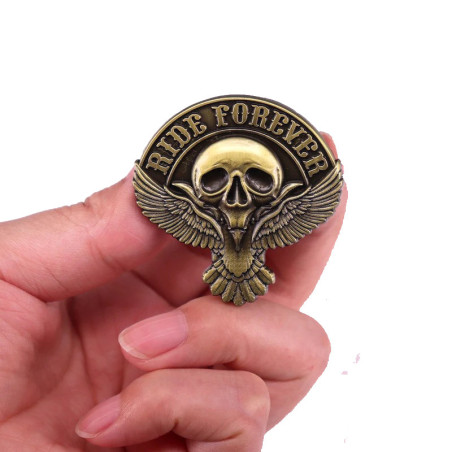Pins Tête de Mort Biker : Ride Forever Ailes Sombres