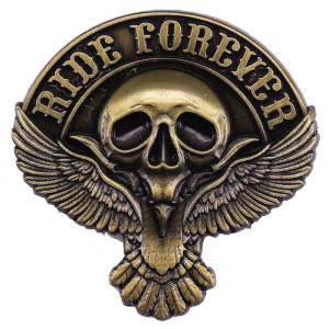 Vue de face Pins Tête de Mort Biker : Ride Forever Ailes Sombres