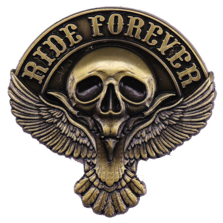 Vue de face Pins Tête de Mort Biker : Ride Forever Ailes Sombres