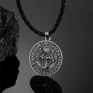 Collier Viking Loup Runique Cercle Sacré Modele 2