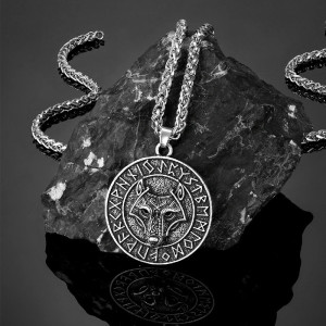 Collier Viking Loup Runique Cercle Sacré Modele 1