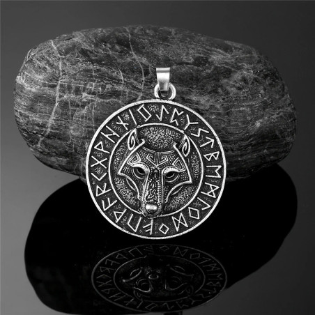 Collier Viking Loup Runique Cercle Sacré - 2 couleur au choix !