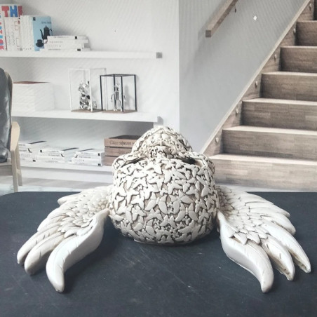Crâne Décoratif Tête de Mort Ailes du Jugement Éternel