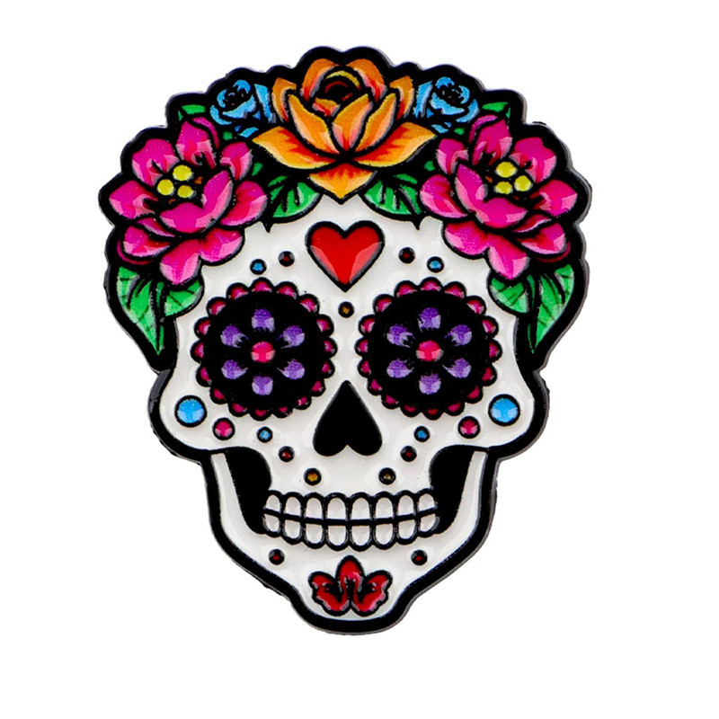 Pins Tête de Mort Mexicaine "Calavera Fleurs Éternelles"