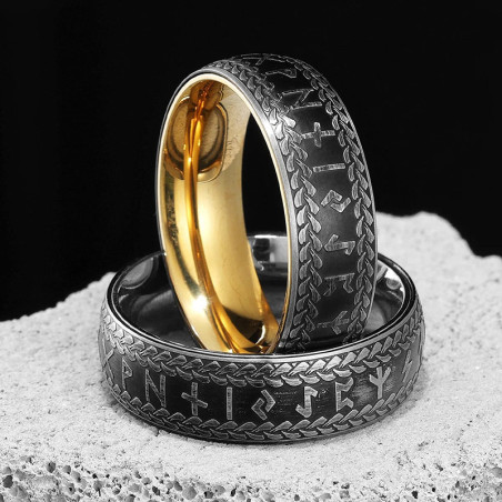 Vue de Face Bague Viking 'Souffle de Jormungand' - 2 couleurs au choix !