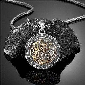 Collier Viking Loup Nordique Terre des Anciens Modele 1 Couleur Or