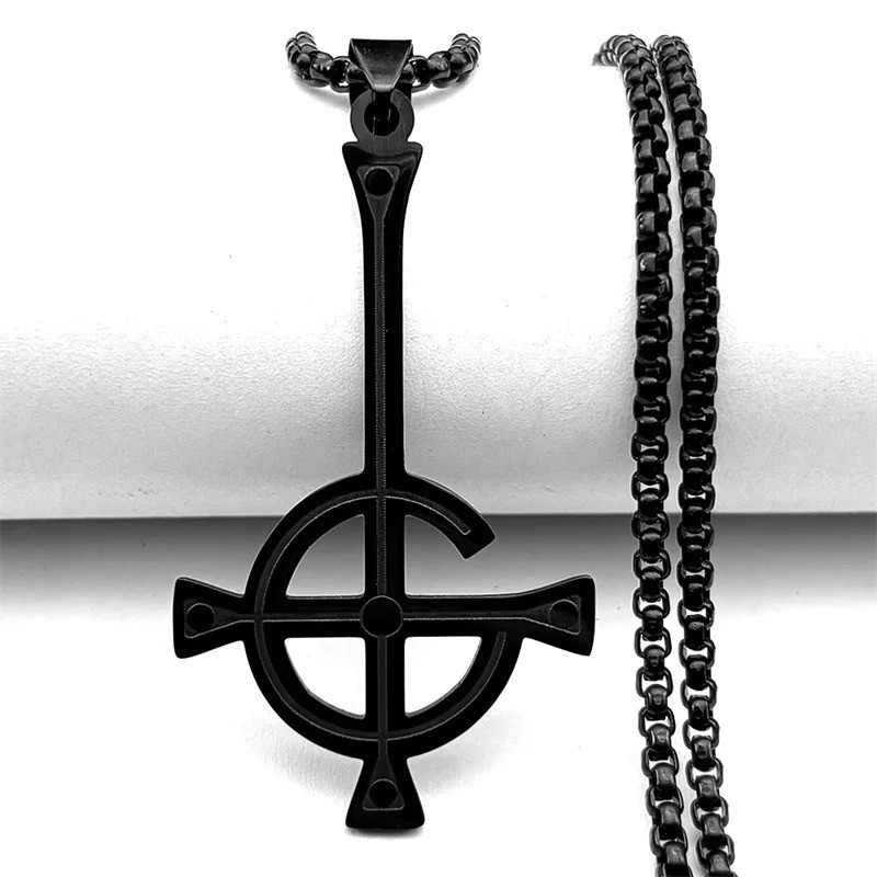 Pendentif Croix Anti-Christ - Pendentif Croix de l’Hérésie Circulaire Couleur noir