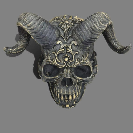 Vue de dessus du Crâne Décoratif Tête de Mort Démon Cornu Baroque
