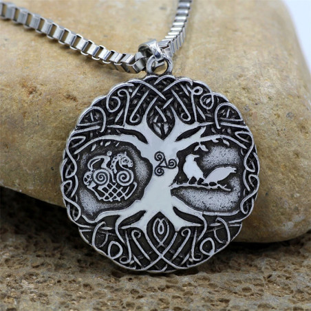 Avant Collier Viking Arbre de Vie Yggdrasil Protecteur
