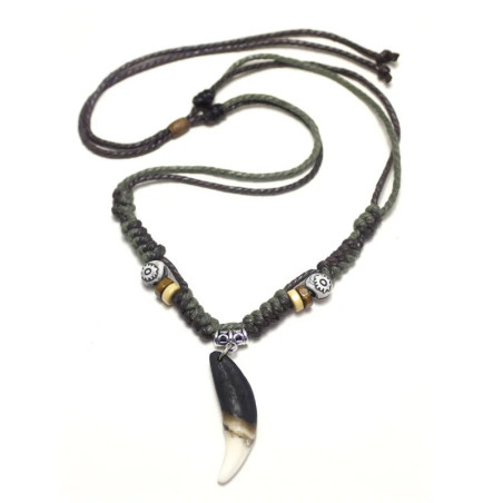 Vue generale Collier Viking Loup "L'Héritage d'Ulf-Vakt : Le Croc de Fenris" Couleur  Noir
