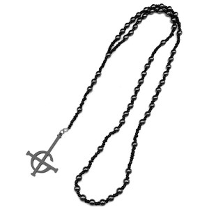 Pendentif Croix Anti-Christ - Collier Chapelet "Croix Inversée Occulte" Couleur Noir