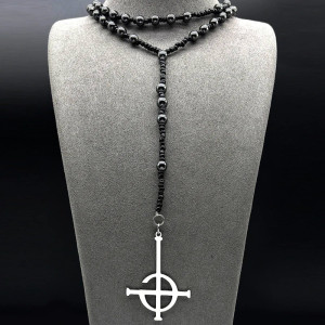 Pendentif Croix Anti-Christ - Collier Chapelet "Croix Inversée Occulte"