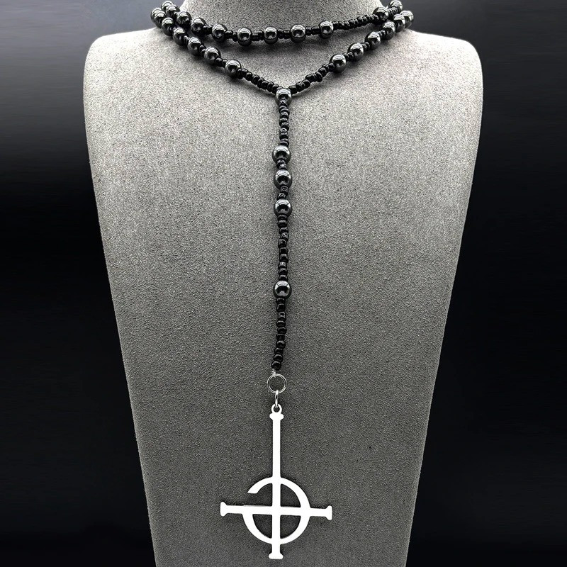 Pendentif Croix Anti-Christ - Collier Chapelet "Croix Inversée Occulte"