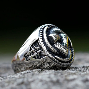 Vue de Face Bague Viking - Nœud de Puissance Éternelle