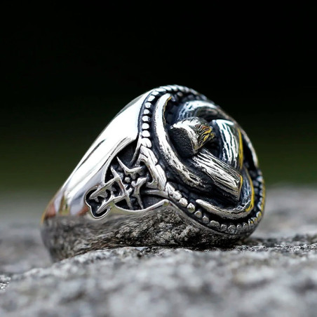 Vue de Face Bague Viking - Nœud de Puissance Éternelle