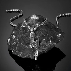 Collier Viking Rune Éclair Tressée du Loup Sacré Couleur Argent