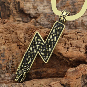 Collier Viking Rune Éclair Tressée du Loup Sacré Couleur Or