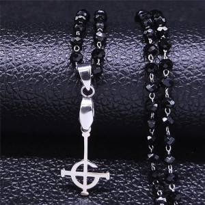 Avant Collier Chapelet Gothique "Croix Inversée Occulte"