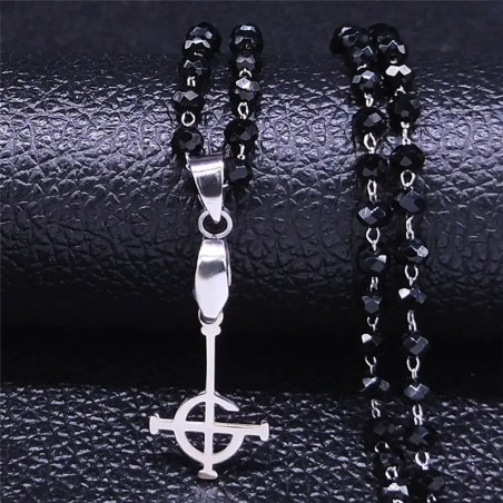 Avant Collier Chapelet Gothique "Croix Inversée Occulte"