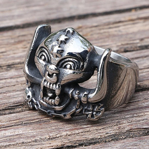 Bague Tête de Mort - Démon Cornu Chaos Infernal