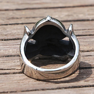 Vue Arrierre Bague Tête de Mort - Démon Cornu Chaos Infernal