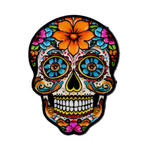 Pins Tête de Mort Mexicaine "Calavera Soleil Fleuri"