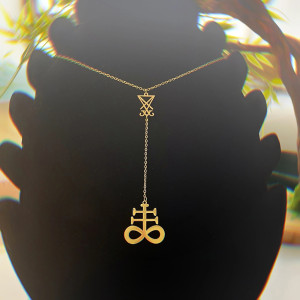Avant Pendentif Croix Anti-Christ "Le Sceau de Soufre" Couleur Or