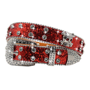 Ceinture Tête de Mort Léopard Strass « Skull Glam Sauvage Couleur rouge Cuivre