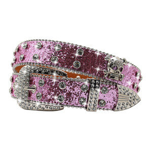 Ceinture Tête de Mort Léopard Strass « Skull Glam Sauvage Couleur Rose Pale