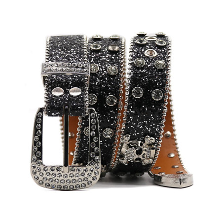 Ceinture Tête de Mort Léopard Strass « Skull Glam Sauvage »  Multiples couleurs au choix !