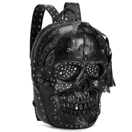 Vue Laterale Sac à Dos Tête de Mort Rock "Crâne Blindé des Damnés" - 3 couleurs au choix !