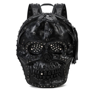 Sac à Dos Tête de Mort Rock "Crâne Blindé des Damnés" Couleur Noir