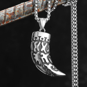 Magnifique Collier Viking Loup La Morsure d'Acier
