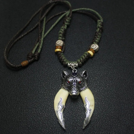 Collier Viking Loup "La Double Garde de Fenrir" Couleur blanc