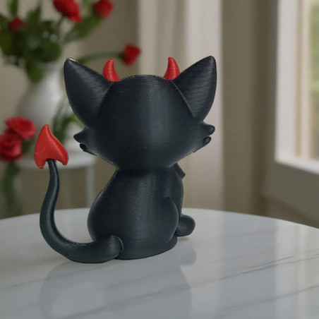 Vue arrierre Figurine Goth Chat Démon Miniature Malicieux