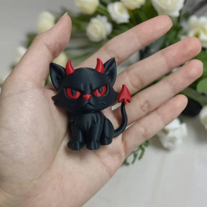 Figurine Goth Chat Démon Miniature Malicieux