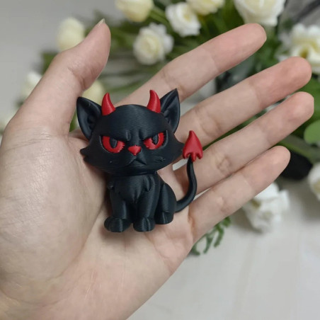 Figurine Goth Chat Démon Miniature Malicieux
