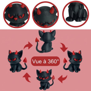 Vue complete de lal Figurine Goth Chat Démon Miniature Malicieux