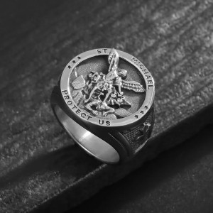 Avant Bague Motard Saint Michel "Archange Protecteur “Protect Us” - 2 couleurs au choix !