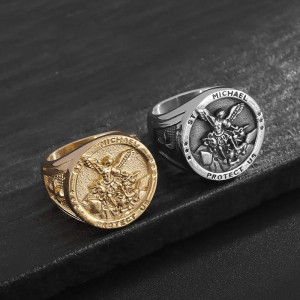 Bague Motard Saint Michel "Archange Protecteur “Protect Us” - 2 couleurs au choix !