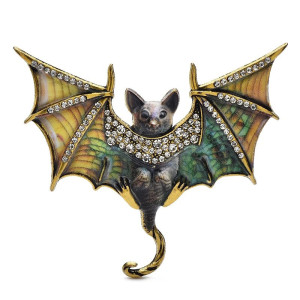 Broche Gothique "Chauve-Souris Cristal Mystique" Couleur Orange
