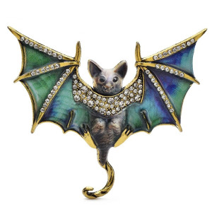 Broche Gothique "Chauve-Souris Cristal Mystique" Couleur vert