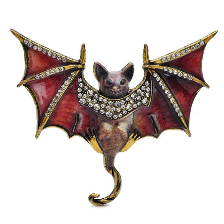 Broche Gothique "Chauve-Souris Cristal Mystique" Couleur Rouge