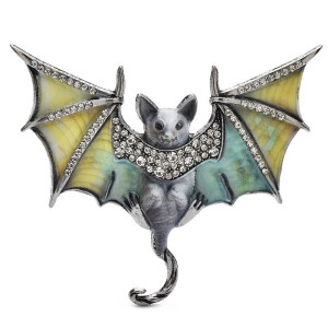 Broche Gothique "Chauve-Souris Cristal Mystique" Couleur jaune
