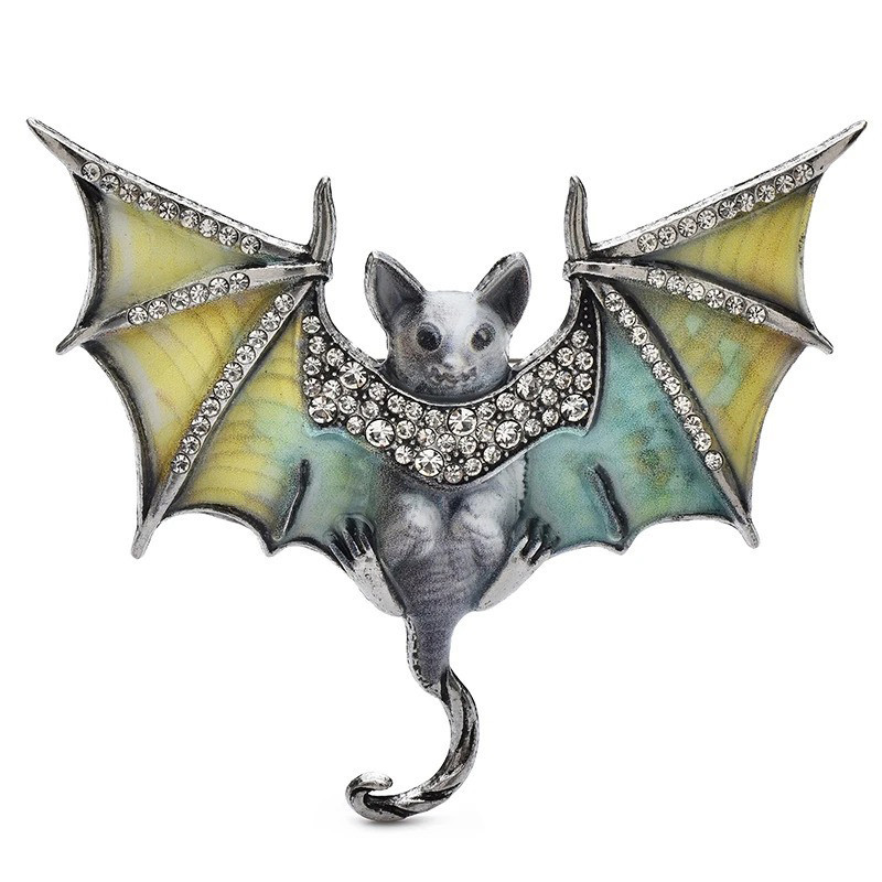 Broche Gothique "Chauve-Souris Cristal Mystique" Couleur jaune