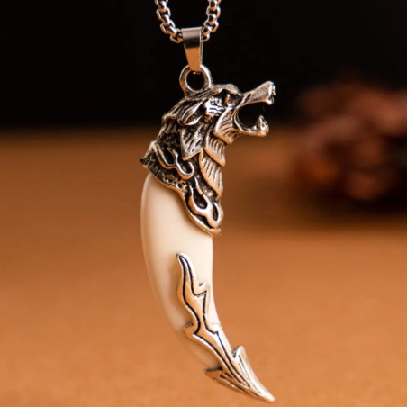 Avant Collier Viking Loup "L'Œil de Sköll" Couleur Blanc