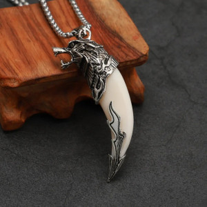 Collier Viking Loup "L'Œil de Sköll" Couleur blanc