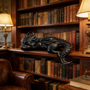Décoration Dragon Endormi Gardien des Ombres Couleur Noir